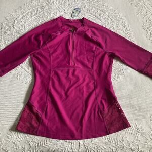 NWT Prana Brigitte Sun Top Rash Guard swim vacation cruise Fuchsia womens M